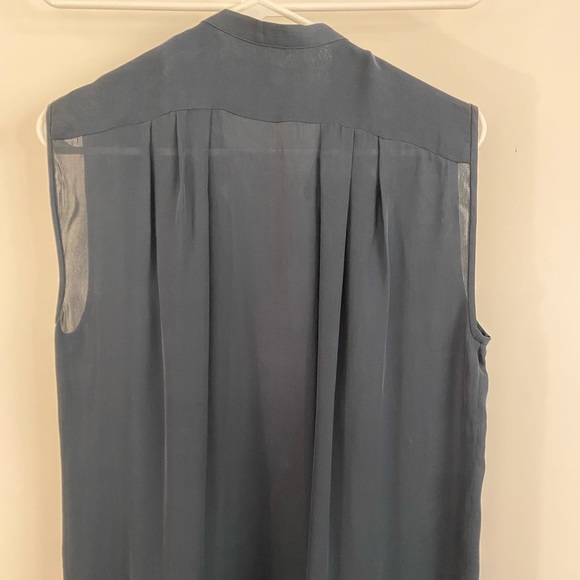 THEYSKINS THEORY NAVY BLUE SILK BLOUSE - Picture 7 of 8